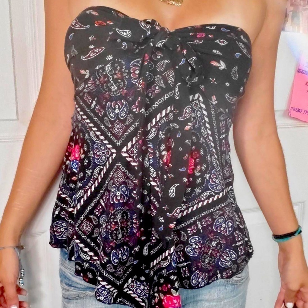Y2K Vintage Bandana Tube Top – Size Large | 2000s Style | Stretchy & Comfy‌‌‌‌